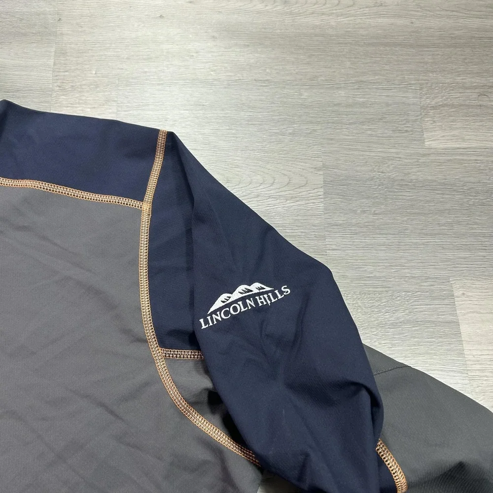 FootJoy Windbreaker Jacket Mens XL Gray Navy 1/4 Zip Golf Pullover Softshell